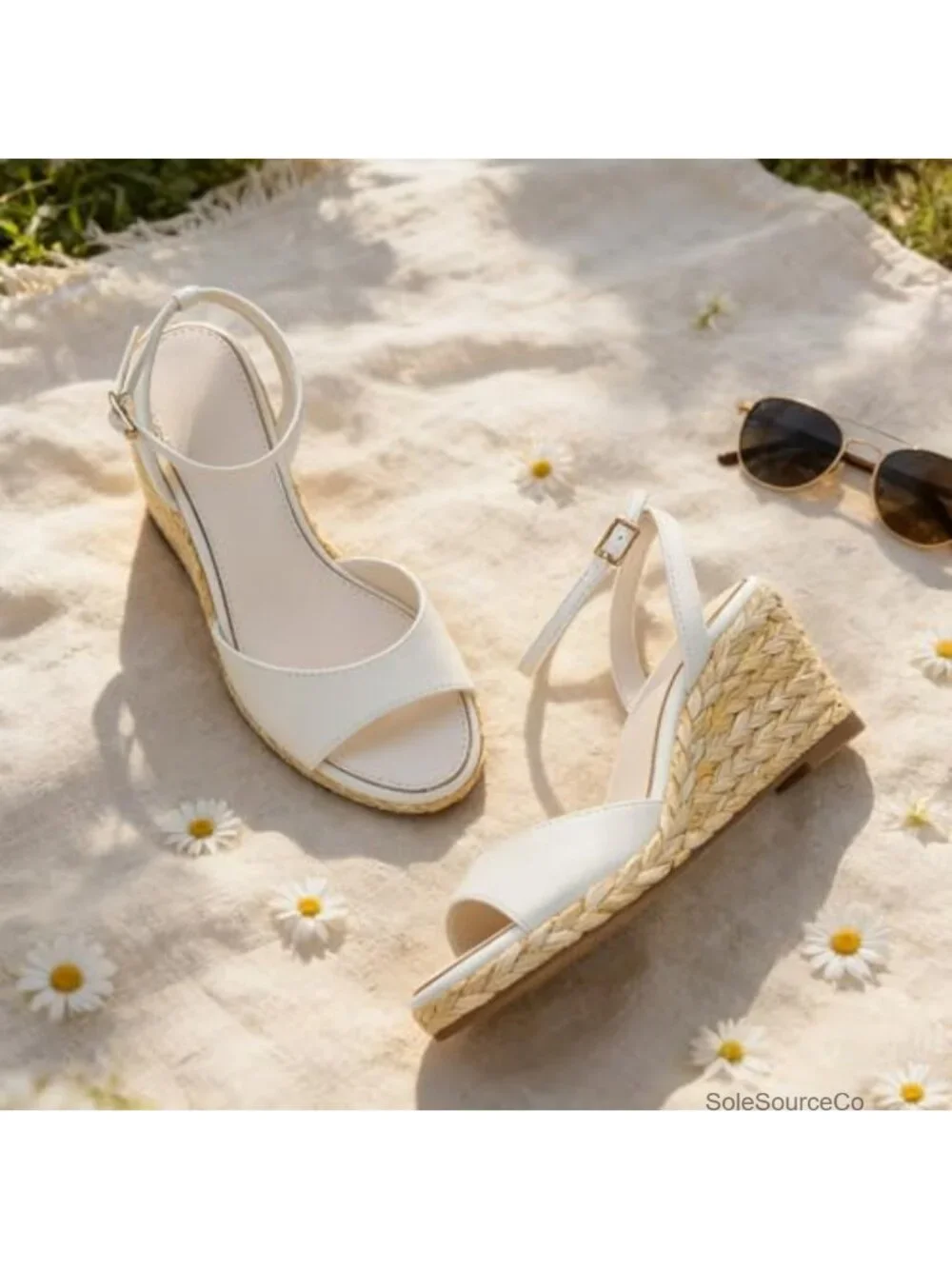 Women's Raffia Espadrille Wedge Sandals Platform Heels Ankle Strap Open Toe